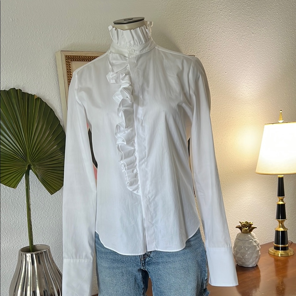 Zara White Ruffled Blouse